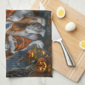 Linge De Cuisine Tibetan Spaniel Halloween Épouvantable (Quart Plié)