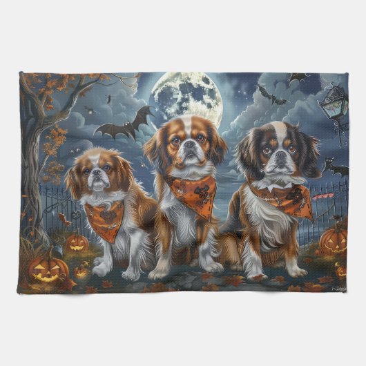 Linge De Cuisine Tibetan Spaniel Halloween Épouvantable (Horizontal)