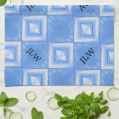 Linge De Cuisine Tie Dye Boho Chic Bleu et Blanc À damiers (Plié)