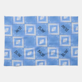 Linge De Cuisine Tie Dye Boho Chic Bleu et Blanc À damiers (Horizontal)