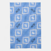 Linge De Cuisine Tie Dye Boho Chic Bleu et Blanc À damiers (Vertical)