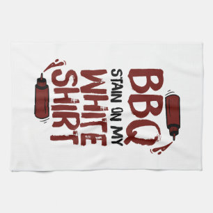 Linge De Cuisine Tige barbecue sur mon blanc Premium