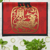 Linge De Cuisine Tiger chinois coutume Nouvel An Zodiac Anniversair (Plié)