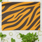 Linge De Cuisine Tiger Gravure noire Orange motif en peau d'animal (Plié)