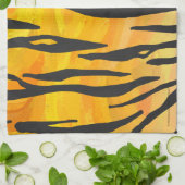 Linge De Cuisine Tiger noir et orange (Plié)