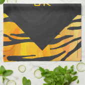 Linge De Cuisine Tiger noir et orange (Plié)