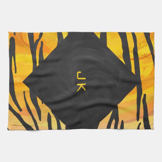 Linge De Cuisine Tiger noir et orange (Horizontal)