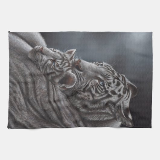 Linge De Cuisine Tigre blanc (Horizontal)