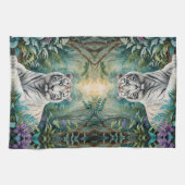Linge De Cuisine Tigre blanc dans une jungle bleue verte (Horizontal)