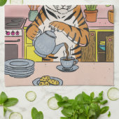 Linge De Cuisine Tigre faisant du thé (Plié)