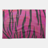 Linge De Cuisine Tigre rose chaud et impression noir (Horizontal)