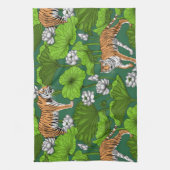 Linge De Cuisine Tigres dans l'étang blanc de lotus (Vertical)