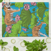 Linge De Cuisine Tigres dans l'étang rose lotus (Plié)