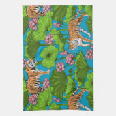 Linge De Cuisine Tigres dans l'étang rose lotus (Vertical)