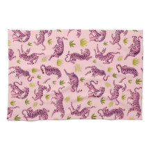 Tigres roses mignons Feuilles tropicales Animal ab