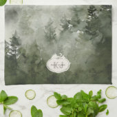 Linge De Cuisine Timbre de nature à monogramme | Nom personnalisé (Plié)