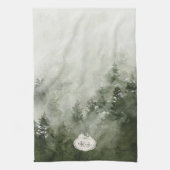 Linge De Cuisine Timbre de nature à monogramme | Nom personnalisé (Vertical)