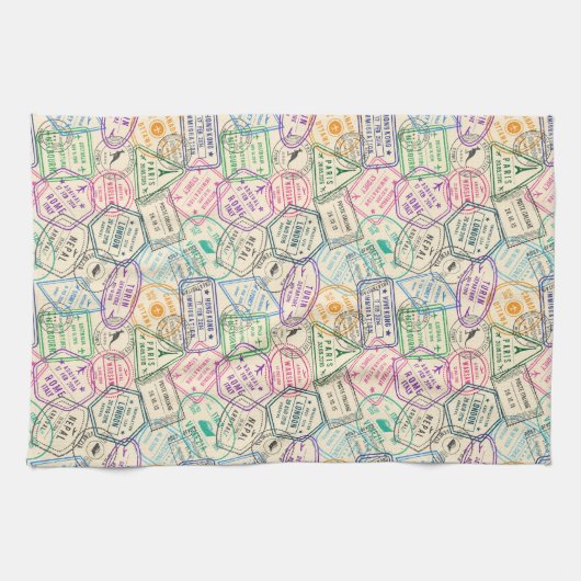 Linge De Cuisine Timbres de Voyage (Horizontal)