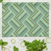 Linge De Cuisine Tissage de bandes vert olive (Plié)