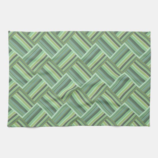 Linge De Cuisine Tissage de bandes vert olive (Horizontal)