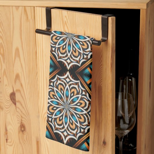 Linge De Cuisine Tissage Mandala de Fleurs (Pliage en tiers)