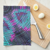 Linge De Cuisine Tisser Mandala bleu rose et violet (Quart Plié)