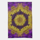 Linge De Cuisine Tisser Mandala jaune et violet (Vertical)