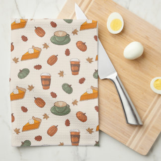 Linge De Cuisine Tissu de cuisine motif automnal citrouille épicée