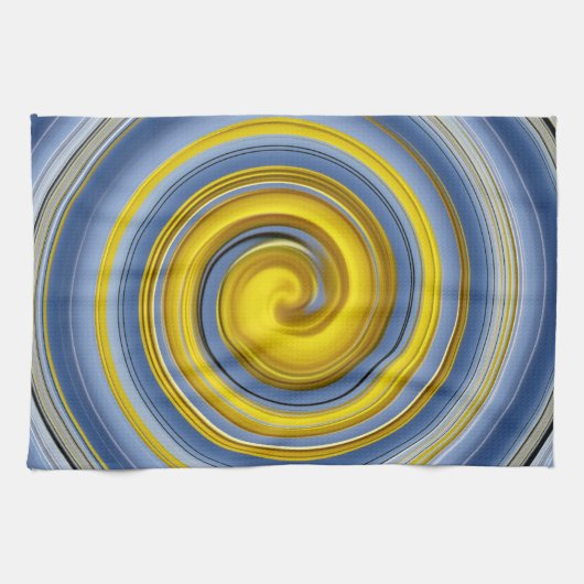 Linge De Cuisine Tissu de cuisine spirale jaune-bleu (Horizontal)