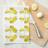 Linge De Cuisine Tissu rose jaune. (Quart Plié)