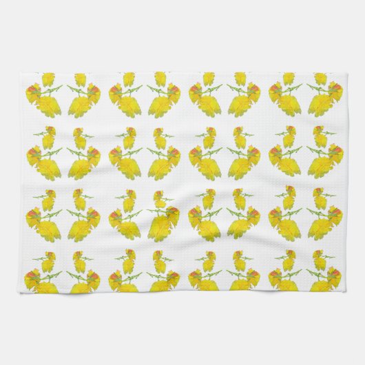 Linge De Cuisine Tissu rose jaune. (Horizontal)