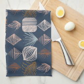 Linge De Cuisine Tissu Tribal des Caraïbes : bleu marine, Boho (Quart Plié)