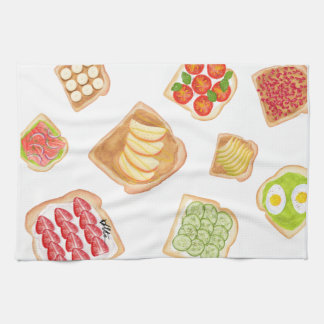 Linge De Cuisine Toasts et sandwichs à l'aquarelle