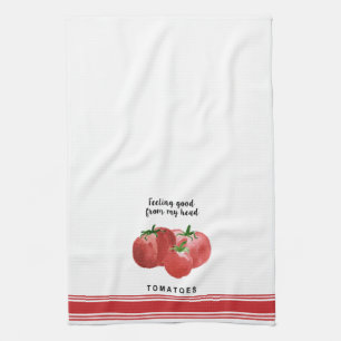 Linge De Cuisine Toile de cuisine moderne aquarelle tomate chatte