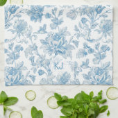 Linge De Cuisine Toile-de-jouy Chinoiseries Blue Floral Pattern (Plié)
