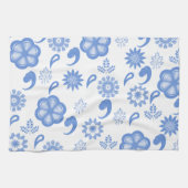 Linge De Cuisine Toile Floral Bleu (Horizontal)