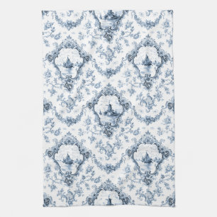 Linge De Cuisine Toile florale gravée avec moulin à vent et batea