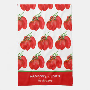 Linge De Cuisine Tomates aquarelles personnalisées rustiques frança