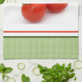 Linge De Cuisine Tomates fraîches mûres sur la cuisine verte (Plié)