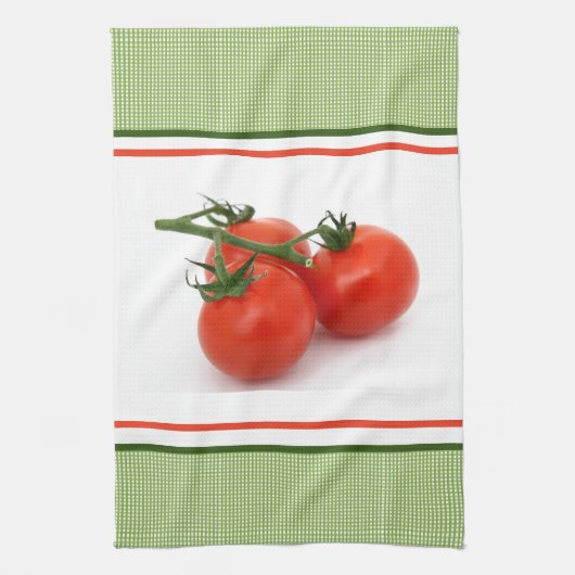 Linge De Cuisine Tomates fraîches mûres sur la cuisine verte (Vertical)