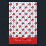 Linge De Cuisine Tomates Plum Italiennes Rouges avec Bleues Bleues<br><div class="desc">Tomates de prune italiennes peintes à la main et rayures ondulées dans une palette méditerranéenne fraîche,  parfait pour votre cuisine de ferme</div>
