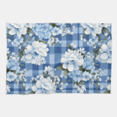 LINGE DE CUISINE TONS BLEU & BLANC PLAID MOTIF & FLEURS (Horizontal)