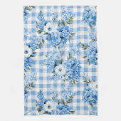 LINGE DE CUISINE TONS BLEU & BLANC PLAID MOTIF & FLEURS (Vertical)