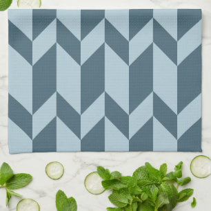 Linge De Cuisine Tons Bleus Gras Deux Tons Flèche Chevron