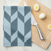 Linge De Cuisine Tons Bleus Gras Deux Tons Flèche Chevron (Quart Plié)