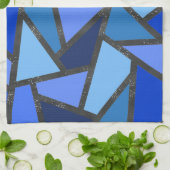 Linge De Cuisine Tons de motif en vitrail bleu (Plié)