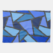 Linge De Cuisine Tons de motif en vitrail bleu (Horizontal)