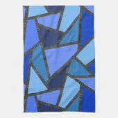 Linge De Cuisine Tons de motif en vitrail bleu (Vertical)