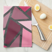 Linge De Cuisine Tons de motif en vitrail rose (Quart Plié)