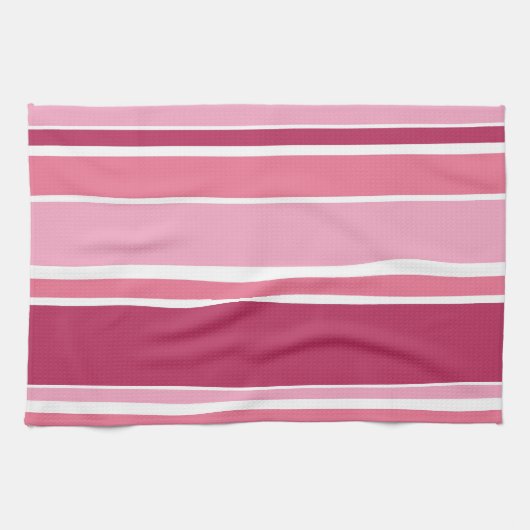 Linge De Cuisine Tons de rayures roses (Horizontal)